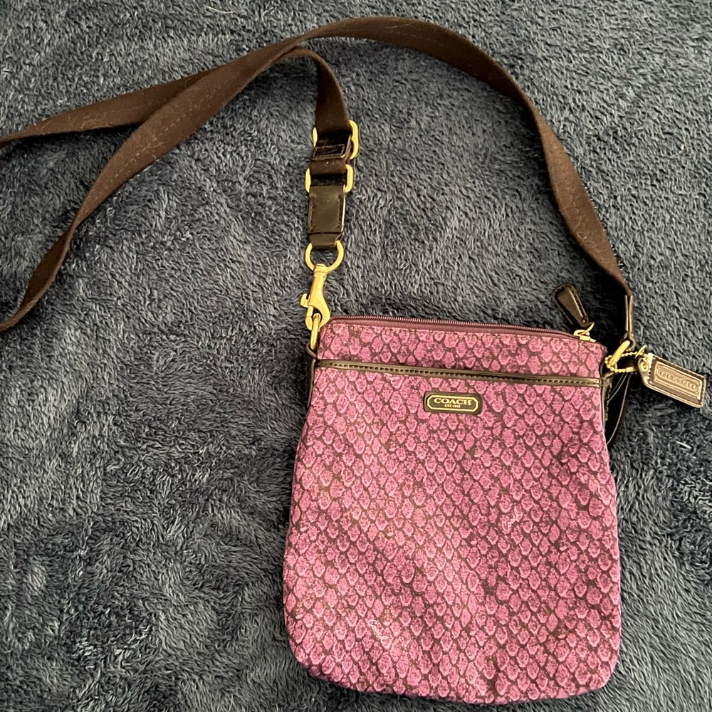 Coach Purple Snake Print Slim Crossbod
